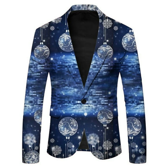LIUJUNSHOP Tailored Fit Men's Sport Coat Blazer Men's Casual Fashion Suit Jacket with Festive Santa Print Design for Holiday Season and