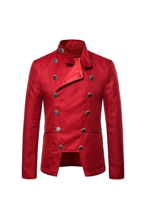 Tailored Fit Men's Sport Coat Blazer Mens Retro Punk Gothic Double Wedding Suit Jacket Stage Performance Formal Attire