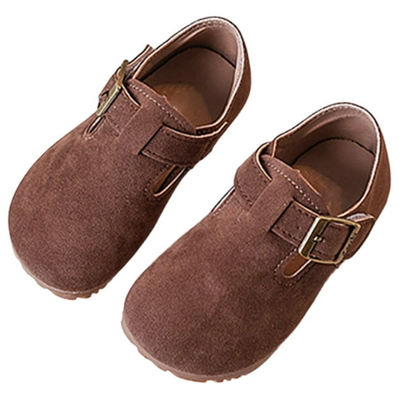 LIUJUNSHOP Toddler Girl Mary Jane Dress Leather Shoes, Little Girls Princess Ballet Flats Brown 26