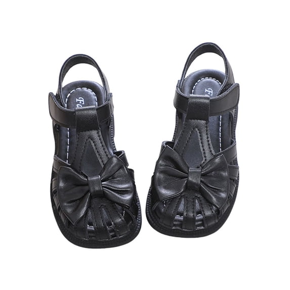 LIUJUNSHOP Toddler Girls Closed-Toe Flower Summer Dress Sandals Shoes for Toddler/Little Kids Black 5.5-6 Years