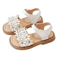 thumbnail image 1 of LIUJUNSHOP Toddler Girls Summer Sandals Comfortable Adjustable Hook And Loop Strap Casual Summer Outdoor Play Shoes Beige 3.5-4 Years, 1 of 9