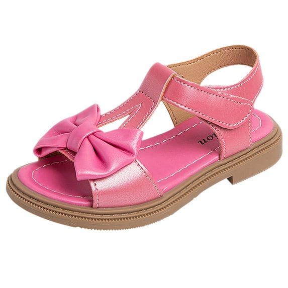 LIUJUNSHOP Toddler Girls Summer Sandals Open Toe Ankle Strap Dress Footwear For Wedding Party Events With Decorative Bow Design Hot Pink 5.5-6 Years