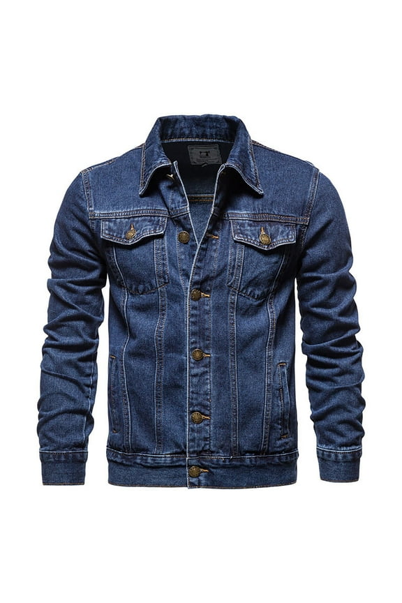 Trucker Jacket for Men Men's Western Style Spring Autumn Lined Denim Jacket Coat for Casual Wear