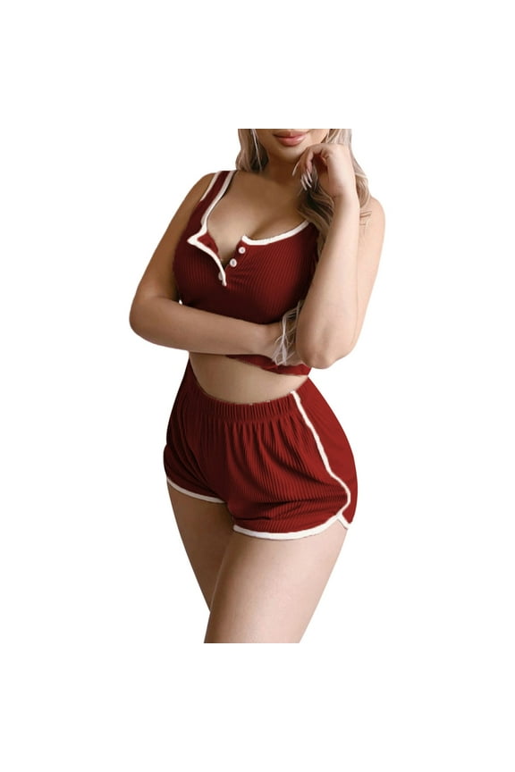 Two Piece Casual Workout Sets for Women Athletic 2 Piece Summer Outfits Lounge Matching Sets Clothing Red XL