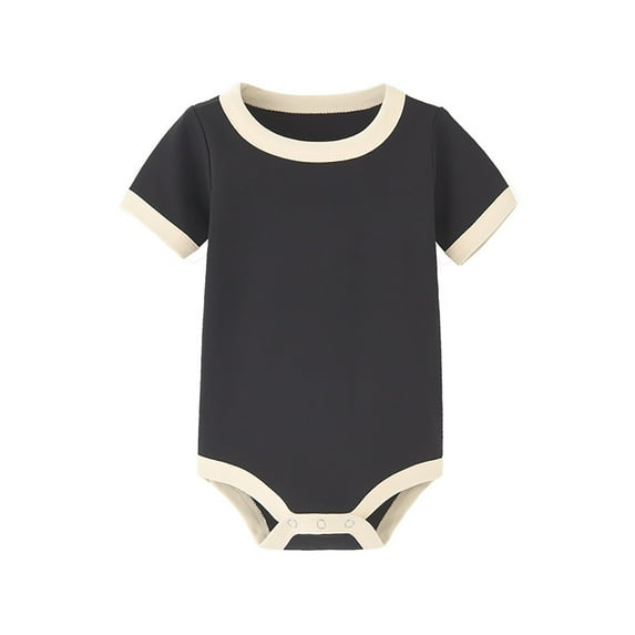 LIUJUNSHOP Unisex Baby Short-sleeve Bodysuit, Organic Cotton Baby Clothes for Black 9-12 Months