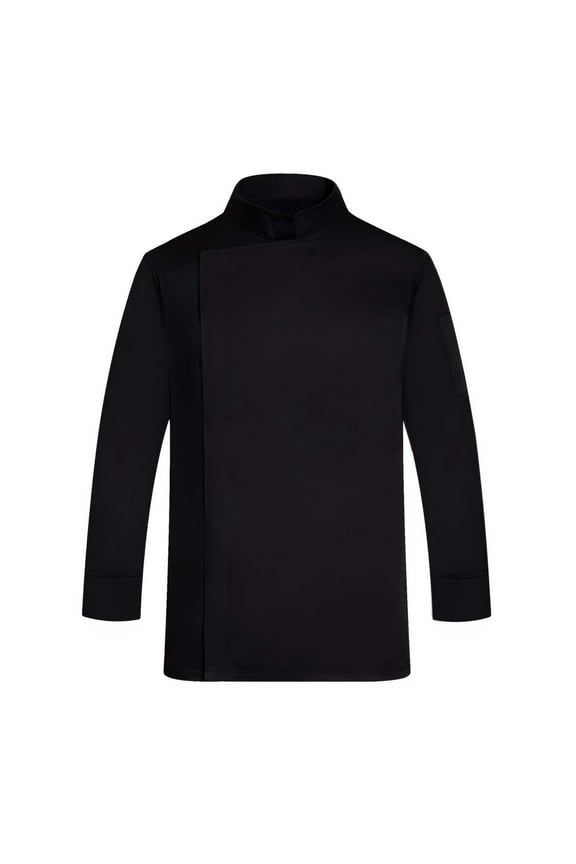 Unisex Chef Jacket Long Sleeve Kitchen with Red Contrast Buttons for Restaurant Staff Black XXL