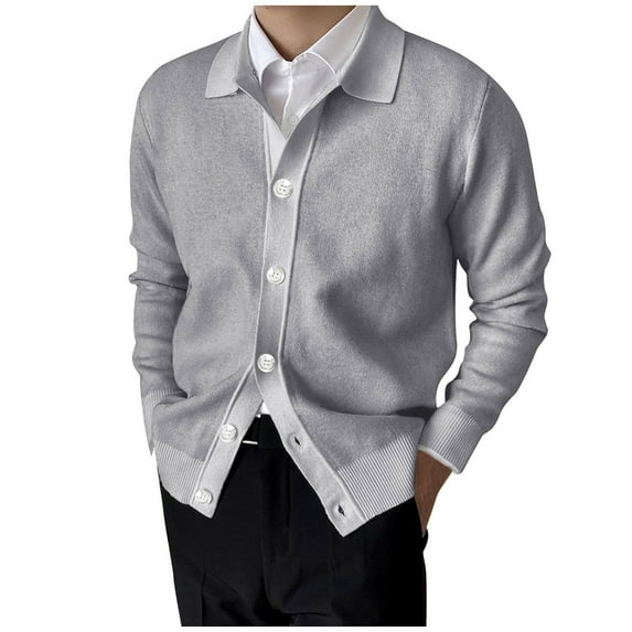 LIUJUNSHOP V - Neck Cardigan for Men Men's Fashion Casual Knit Yarn Lapel Button Long Sleeve Sweater Cardigan Jacket