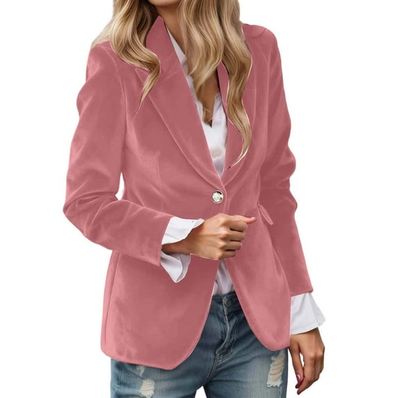 LIUJUNSHOP Velvet Blazer Women Casual Business Button Up Jacket Fall Winter Coats Notch Lapel Work Office Suit Jackets Blazer