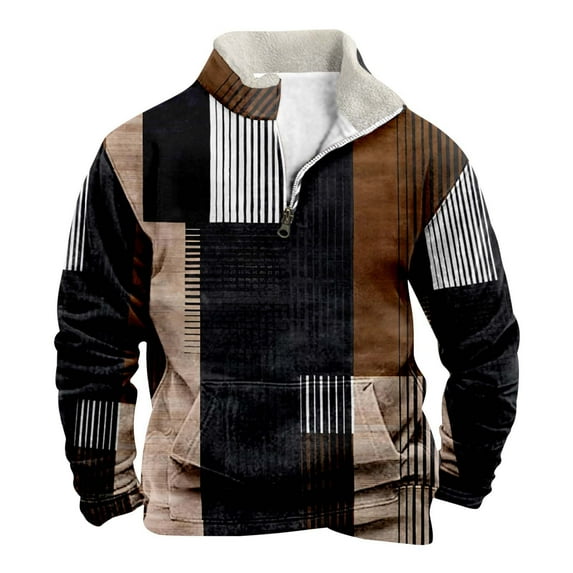 LIUJUNSHOP Vintage Men's Crewneck Sweatshirt Men's Stand Up Collar Loose Fit Sweatshirt Long Sleeve Casual Pullover Shirt Soft Comfortable