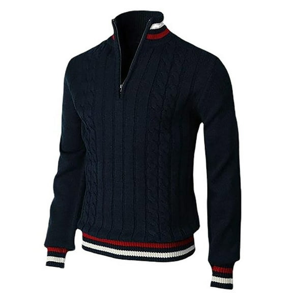 LIUJUNSHOP Winter Cardigan for Men British Style Business Casual Zippered Turtleneck Mens Cardigan Knitwear Sweater