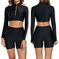 thumbnail image 1 of LIUJUNSHOP Womems Swimsuits Long Sleeve Two Piece Rash Guard UV Protection Crop Top Bathing Suits, 1 of 8