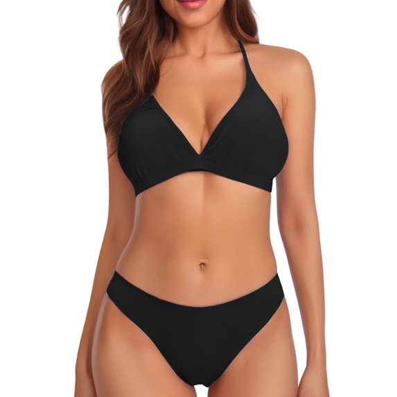 LIUJUNSHOP Women Two Piece Triangle Bikini Set Bathing Suit Swimsuit Full Coverage Bottom