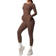 thumbnail image 1 of LIUJUNSHOP Women's 2 Piece Yoga Sets Long Sleeve Gym Tracksuit High Waist Running Leggings & Crop Top Outfits Coffee M, 1 of 5
