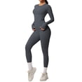 thumbnail image 1 of LIUJUNSHOP Women's 2 Piece Yoga Sets Long Sleeve Gym Tracksuit High Waist Running Leggings & Crop Top Outfits Dark Gray XL, 1 of 5
