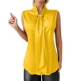 thumbnail image 1 of LIUJUNSHOP Women's Elegant Bow Tie Neck Sleeveless Blouse Office Workwear Shirt Top, 1 of 4