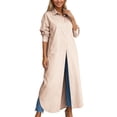 thumbnail image 1 of LIUJUNSHOP Women's Long Sleeve Button Down Shirt Dress Spring Casual Maxi Dresses Loose Fit Blouse Dress with Pockets, 1 of 7