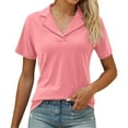 thumbnail image 1 of LIUJUNSHOP Women's Polo Shirts Lapel Collar V Neck Short Sleeve Blouse Dressy Casual Tunic Tops, 1 of 5