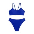 thumbnail image 1 of LIUJUNSHOP Women's Solid Spaghetti Strap Bralette Bikini Set Two Piece Swimsuit, 1 of 7