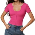 thumbnail image 1 of LIUJUNSHOP Women's Tops V Neck Shirts Short Sleeve Tshirt Fitted Basic Tees Summer Tunic Ribbed Sexy Clothes Casual Cute, 1 of 4