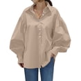 thumbnail image 1 of LIUJUNSHOP Womens Button Down Tunic Shirts Plus Size Long Puff Sleeve Peplum Tops Collared Blouses, 1 of 7