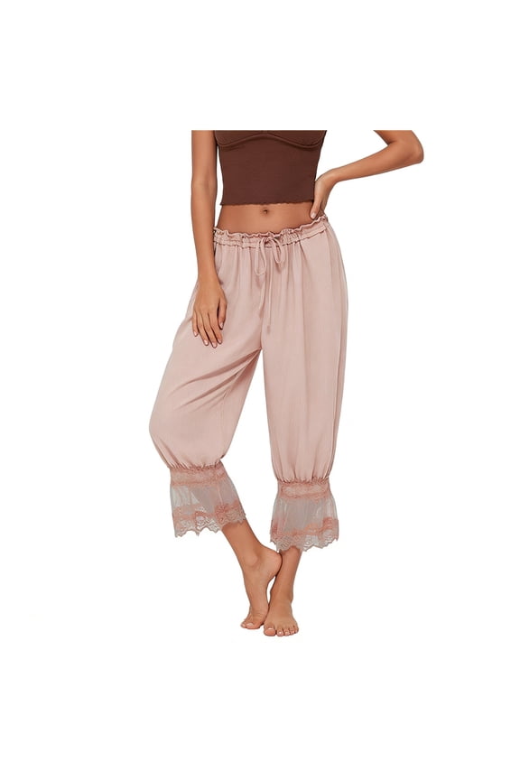 Womens Summer Long Bloomers Boho Loose Mid Lightweight Pumpkin Lantern Pants Pettipants