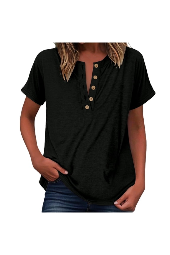 Womens Summer Tops Spring Short Sleeve V Neck True Classic T Shirt