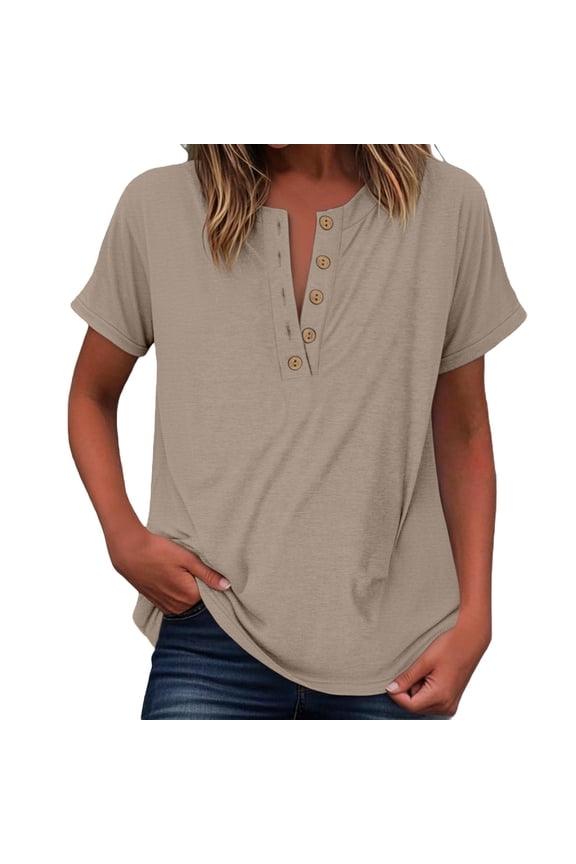 Womens Summer Tops Spring Short Sleeve V Neck True Classic T Shirt