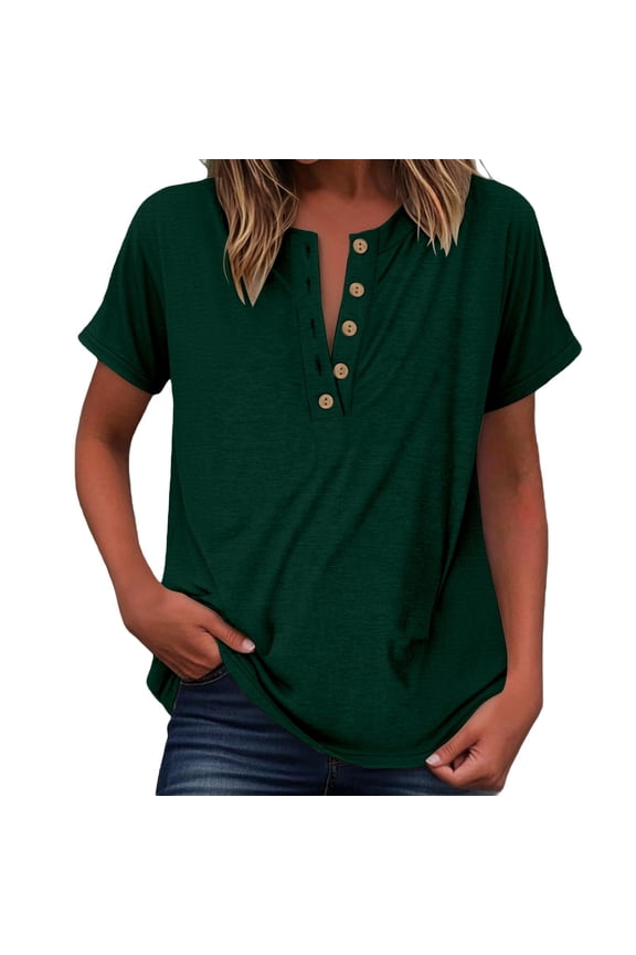 Womens Summer Tops Spring Short Sleeve V Neck True Classic T Shirt