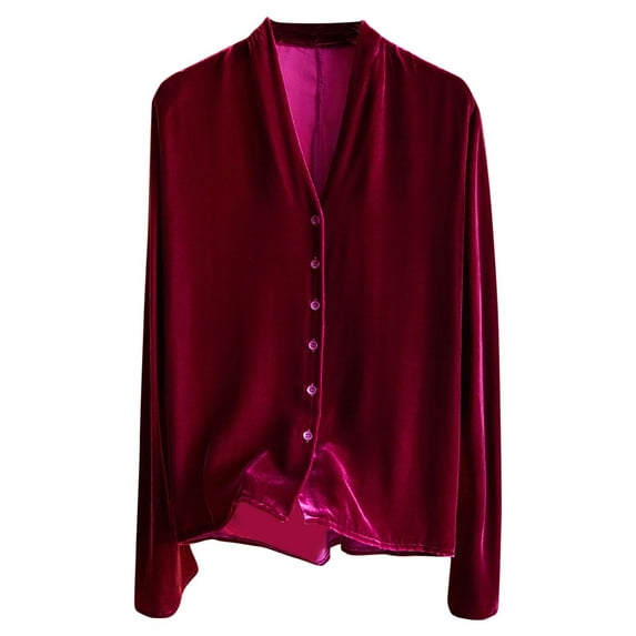 LIUJUNSHOP Womens Winter Velvet Long Sleeve Button Down Casual Tops Shirts