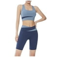 thumbnail image 1 of LIUJUNSHOP Womens Workout Set Fitness Yoga Pilates Crop Tank Twist Back Cami High Waisted Tummy Control Bike Short Blue XXL, 1 of 5