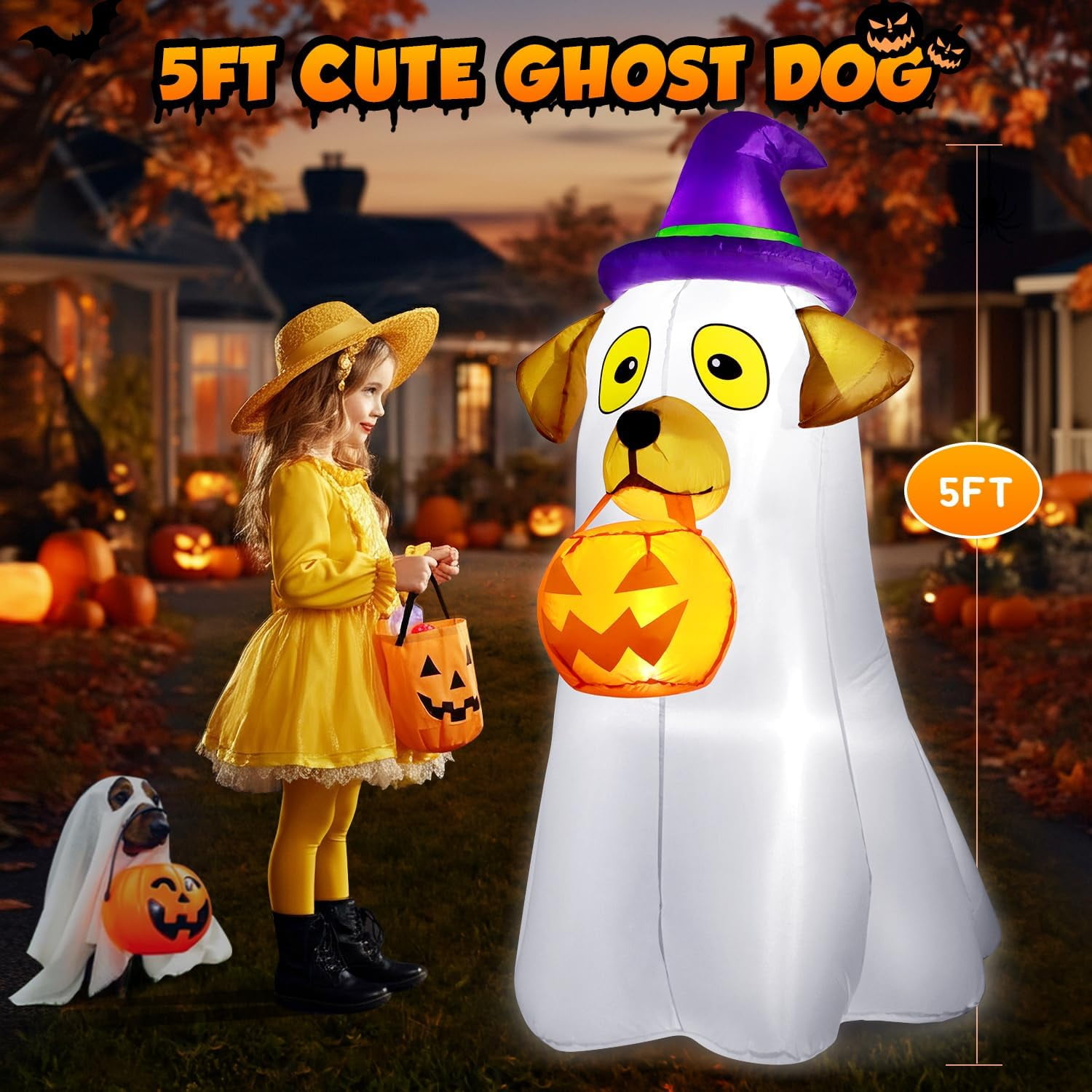 LIUYANG 5Ft Halloween Inflatables Decorations Outdoor Ghost Lab Dog ...