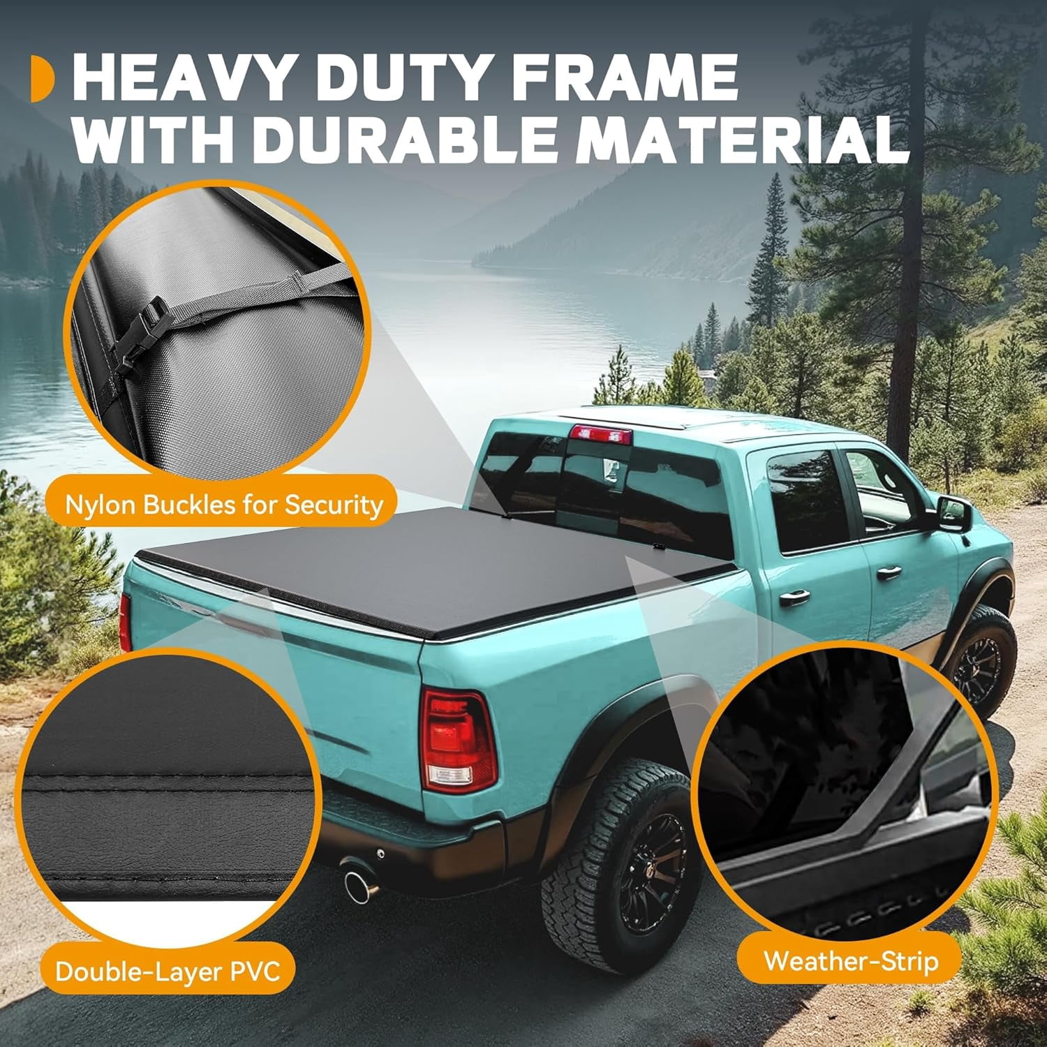 TOMOKA Soft Roll-Up Tonneau Cover For 2019-2025 Ford Ranger 6ft Bed (Styleside/Fleedside) - No Drill