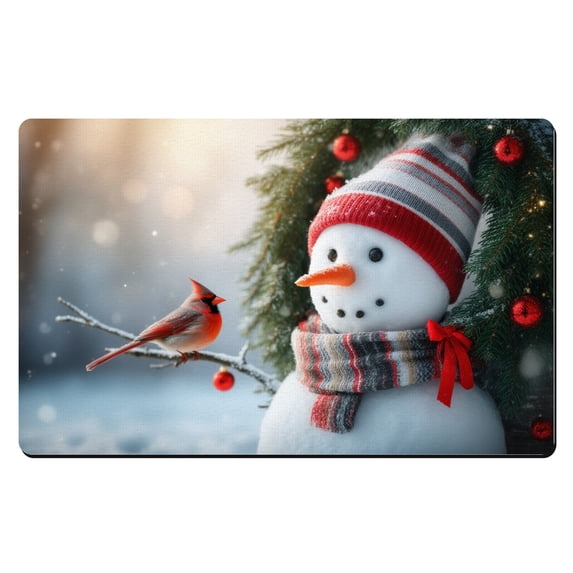 Watering Mat LIUYONG Inside Christmas Door Mat A snowman wearing a red hat and scarf ...