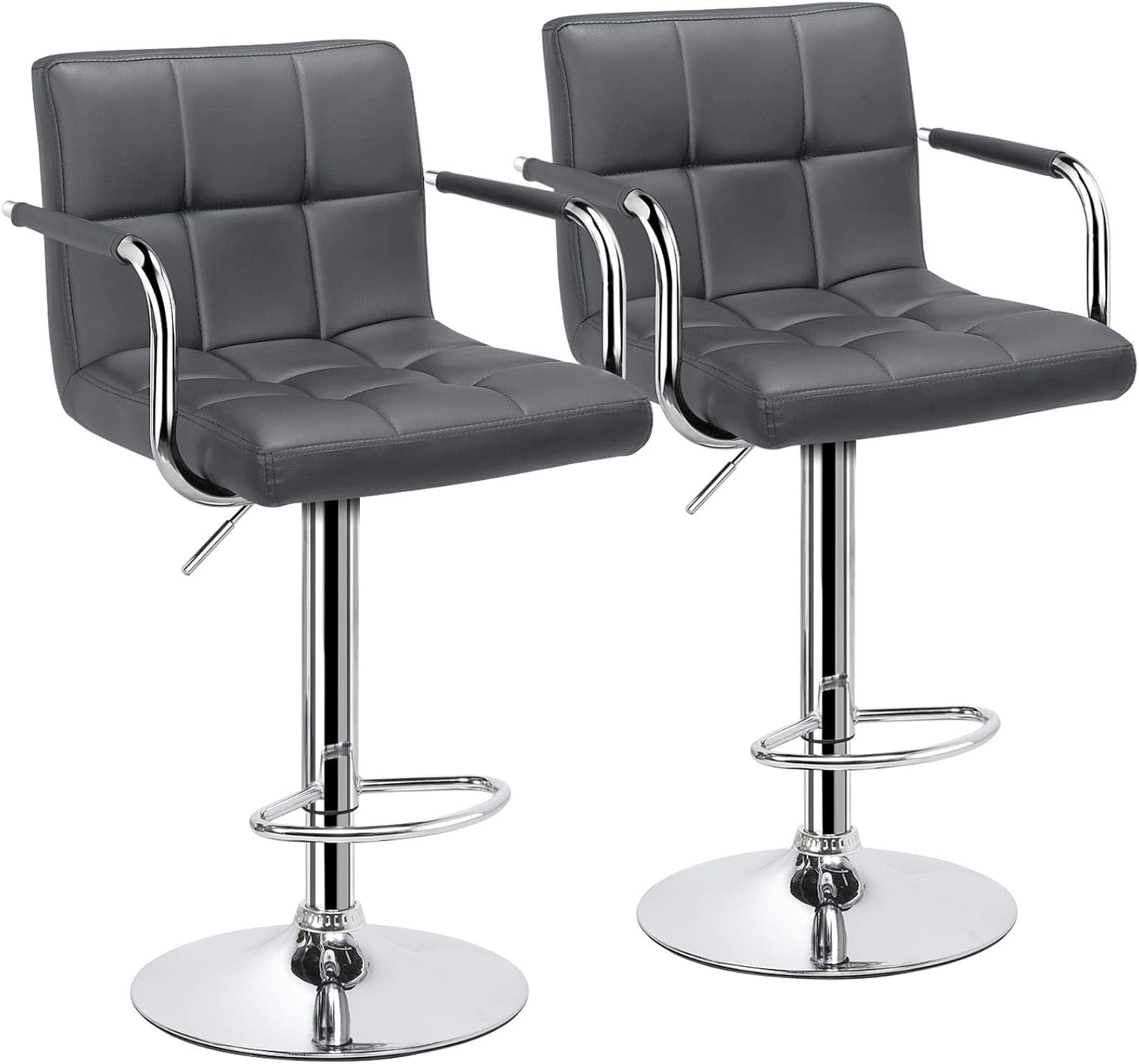 LIUYUDIY Bar Stools Set of 2, PU Leather Adjustable Swivel Barstools ...
