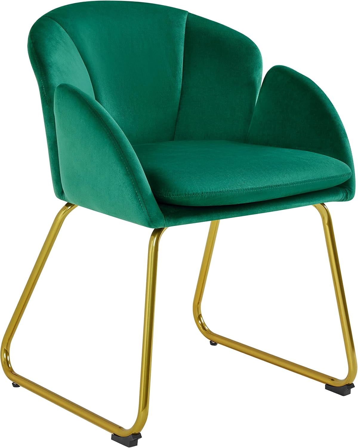 LIUYUDIY Flower Shape Velvet Vanity Chair Armchair, Modern Side Chair Makeup Chair no Wheels with Golden Metal Legs for Living Room/Dressing Room/Bedroom/Home Office/Kitchen