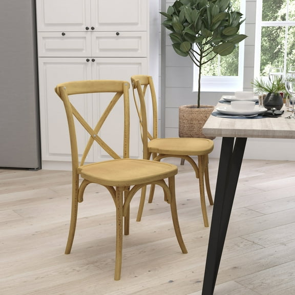 Merrick Lane X-Back Bistro Style Wooden High Back Dining Chair in Natural