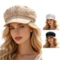 thumbnail image 1 of LIUYUNNN 70s Hat Women Breathable Casual Fashion Mesh Sequin Beret Hat, One Size, 1 of 9