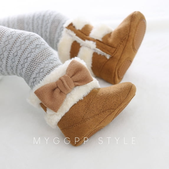 LIUYUNNN Baby Boy Girl Boots Shoes Winter Bowknot Soft Sole Warm Toddler Prewalker Booties Size 1 Baby Girl Shoes, Size 12-15 Months