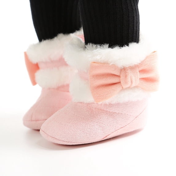 LIUYUNNN Baby Boy Girl Boots Shoes Winter Bowknot Soft Sole Warm Toddler Prewalker Booties Size 1 Baby Girl Shoes, Size 6-9 Months