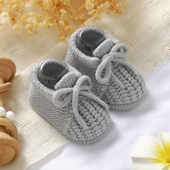 LIUYUNNN Baby Girls First Walking Shoes Soft Sole Knit Booties With Bow For Toddler Winter Indoor Outdoor Suitable For 0 12 Months Size Shoe, Size 6-9 Months