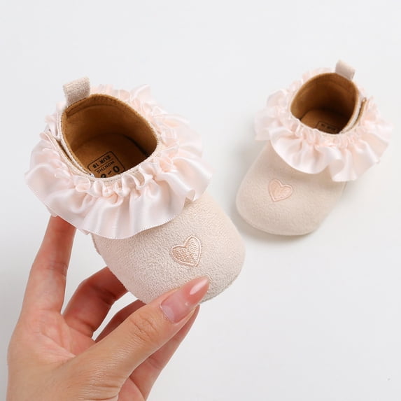 LIUYUNNN Baby Girls First Walking Shoes Soft Sole Lace Up Sneakers With Embroidered Heart Design For Toddler Fashion Toddler Tennis Shoes Boys, Size 12-18 Months