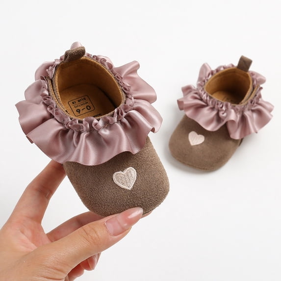 LIUYUNNN Baby Girls First Walking Shoes Soft Sole Lace Up Sneakers With Embroidered Heart Design For Toddler Fashion Toddler Tennis Shoes Boys, Size 12-18 Months