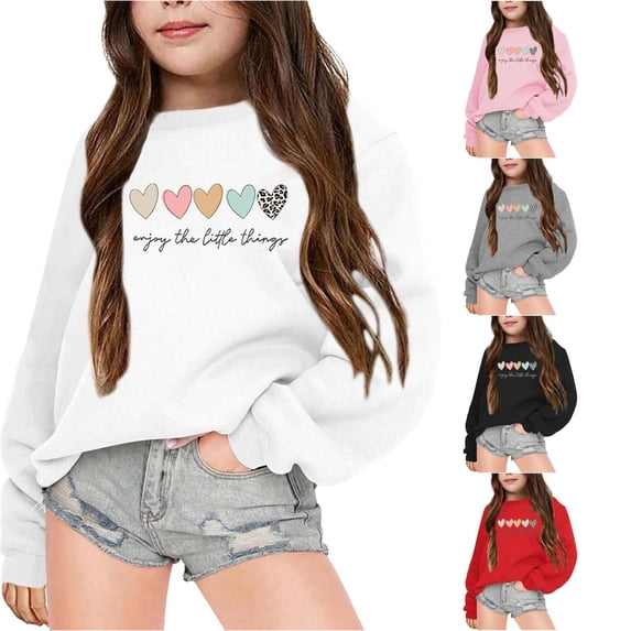 LIUYUNNN Born to Dance Sweatshirt Kid's Girls Autumn And Winter Letter Printed Round Neck Long Sleeved Sweatshirt, Size 7-8 Years