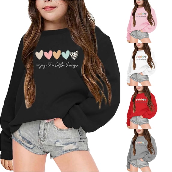 LIUYUNNN Born to Dance Sweatshirt Kid's Girls Autumn And Winter Letter Printed Round Neck Long Sleeved Sweatshirt, Size 9-10 Years
