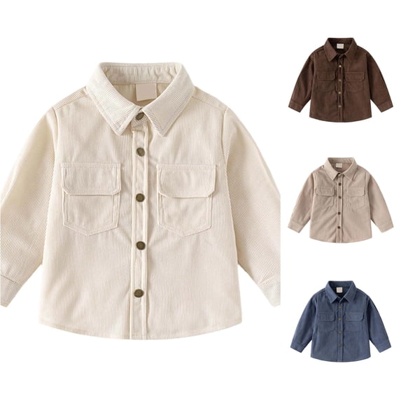 LIUYUNNN Boys Corduroy Shirt Jacket Long Sleeve Casual Open Front Shirt With Collar For Kids Toddler for Kids Boys, Size 3-4 Years
