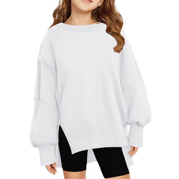 LIUYUNNN Cape Cod Sweatshirt Kids Girls Fashion Crew Neck Slid Casual Loose Long Sleeve Children Hoodie, Size 7-8 Years