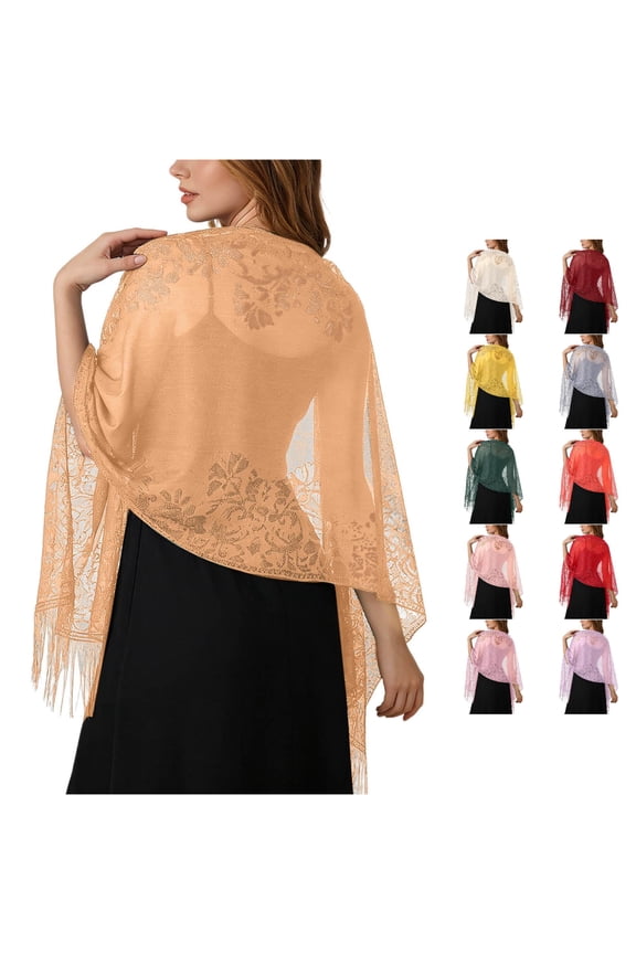 Dress Shawl with Sleeves Elegant Lace Shawl Wrap For Wedding Bride Bridesmaid Evening Dress Cheongsam And Party Banquet, One Size