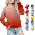 thumbnail image 1 of LIUYUNNN Girls' Autumn And Winter Gradient Printed Round Neck Long Sleeved Casual Hoodless Sweatshirt Hoodie for Girls, Size 9-10 Years, 1 of 4