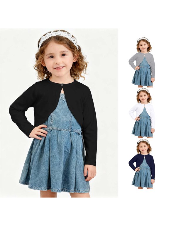 Girls Knitted Cardigan Sweater Shawl Collar Short Top Outerwear For Autumn Season 4t Coat Girls, Size 2-3 Years