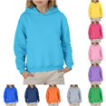 thumbnail image 1 of LIUYUNNN Girls Long Sleeve Solid Color Hooded Sweatshirt Pullover Top For Kids And Tweens Casual Comfortable Hoodie Faze Jacket, Size 6-7 Years, 1 of 4